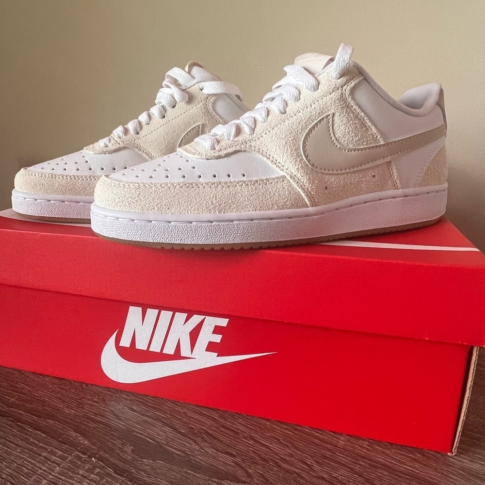 New Nike Court Vision Low White and Cream Sneakers  (Women) Size 6.5M